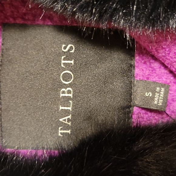 TALBOTS NWT SMALL BRIGHT PURPLE BOUCLE COAT WITH FAUX FUR COLLAR! - Picture 12 of 13